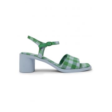 Sandale din material textil cu toc masiv Meda