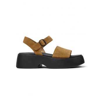 Sandale din piele intoarsa cu talpa demi-wedge Tasha