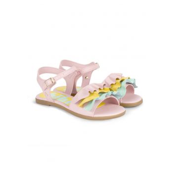 Sandale Fete Fresh Pink Cu Volane Colorate -  Roz