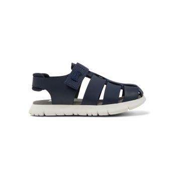 Sandale fisherman de piele cu velcro - Bleumarin