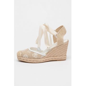 Espadrile wedge cu model monograma