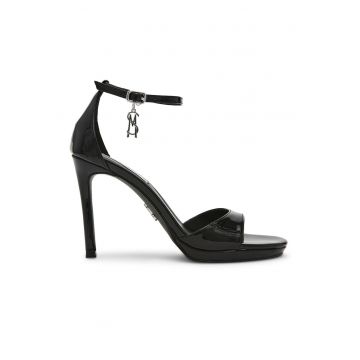 Sandale cu aspect lacuit - Negru
