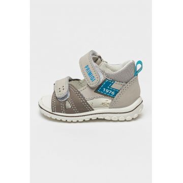 Sandale cu garnituri din piele intoarsa si velcro Sandale cu garnituri din piele intoarsa si velcro