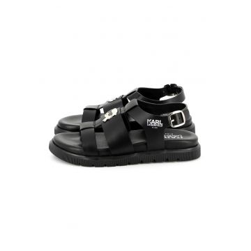 Sandale din piele cu logo Sandale din piele cu logo
