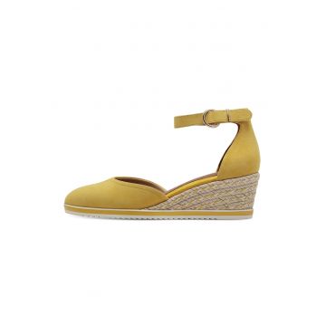 Sandale-espadrile wedge de piele intoarsa - Galben