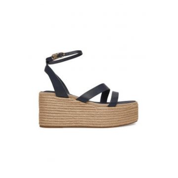Sandale cu platforma pentru femei -  piele naturala - bleumarin - Sandale cu platforma pentru femei -  piele naturala - bleumarin -