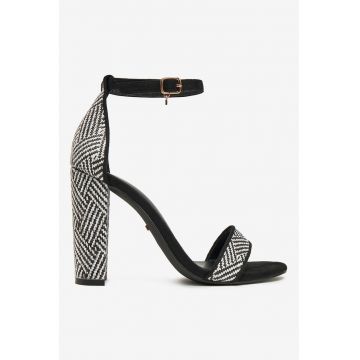 Sandale cu toc din textil