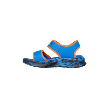 Sandale cu velcro si imprimeu logo - Portocaliu/Albastru