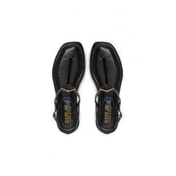 Sandale dama -  piele ecologica - negru - Sandale dama -  piele ecologica - negru -