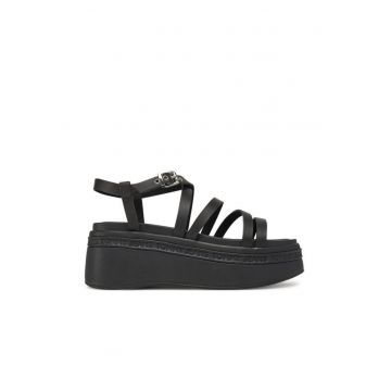 Sandale dama -  piele naturala - negru -