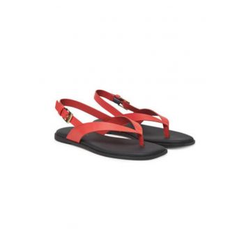 Sandale de dama -  piele naturala - rosu/negru