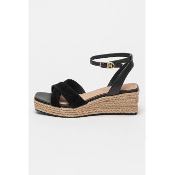 Sandale din piele si piele intoarsa cu talpa wedge Sandale din piele si piele intoarsa cu talpa wedge