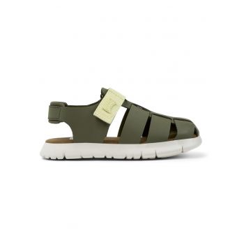 Sandale fisherman de piele cu velcro - Verde