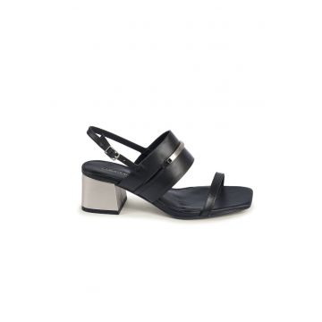 Sandale  Heel Sandal 45 Met Bar Lth HW0HW02012 39 EU Negru Sandale  Heel Sandal 45 Met Bar Lth HW0HW02012 39 EU Negru