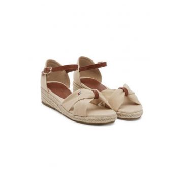 Sandale pentru fete -  material textil - bej/maro -
