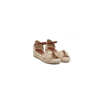 Sandale pentru fete -  material textil - bej/maro - Sandale pentru fete -  material textil - bej/maro -