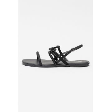 Sandale slingback cu strasuri - Negru