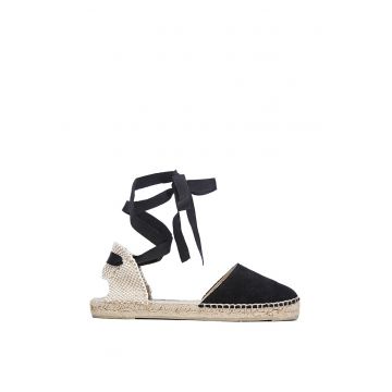 Sandale tip espadrile din piele intoarsa