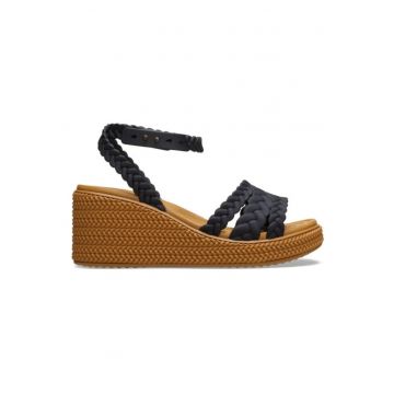 Sandale  Brooklyn Woven Ankle Strap Wedge - Negru