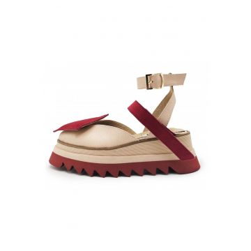 Sandale din piele si piele intoarsa cu bareta pe glezna