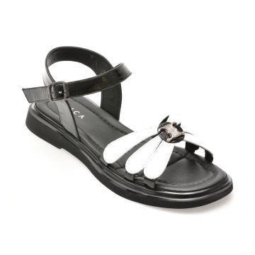 Sandale EPICA alb-negru, 341125, din piele naturala