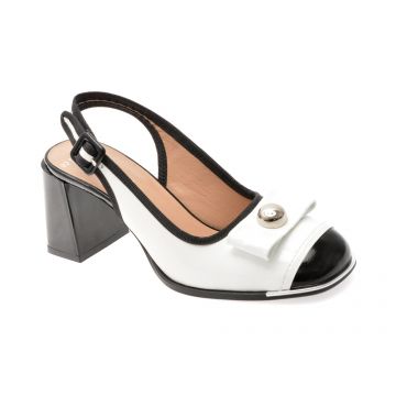 Sandale EPICA alb-negru, 6020232, din piele naturala lacuita
