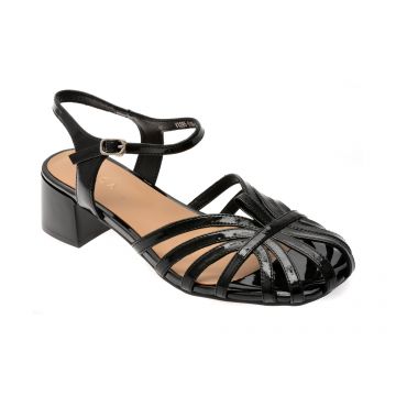 Sandale EPICA negre, 1295D19, din piele naturala lacuita