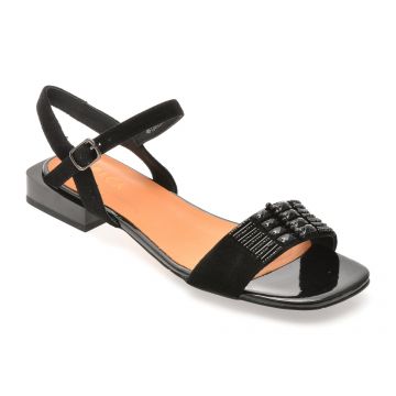 Sandale EPICA negre, EB447, din piele intoarsa