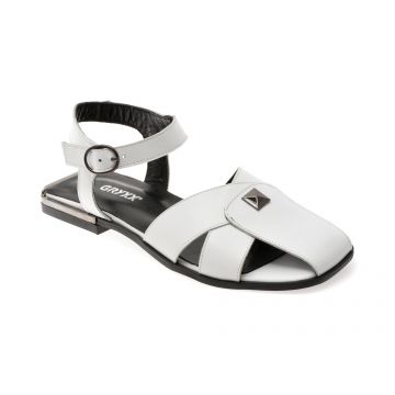 Sandale GRYXX albe, 6400015, din piele naturala