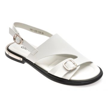 Sandale GRYXX albe, 8951C55, din piele naturala