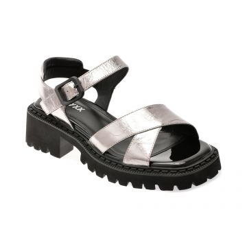 Sandale GRYXX argintii, H55, din piele naturala