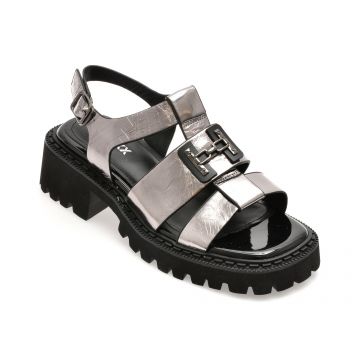 Sandale GRYXX argintii, H58, din piele naturala