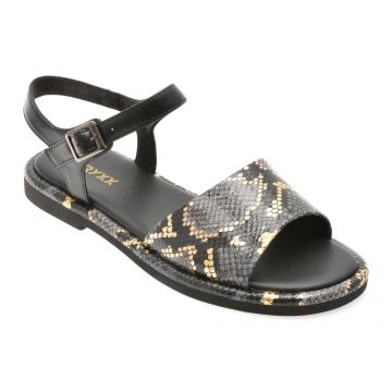 Sandale GRYXX negre, 4H524, din piele naturala