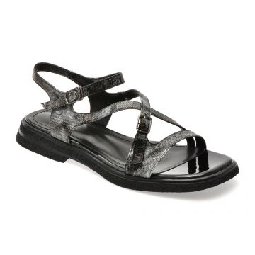 Sandale GRYXX negre, A129, din piele naturala