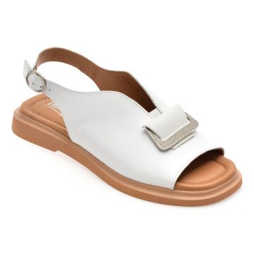 Sandale IMAGE albe, 22077, din piele naturala