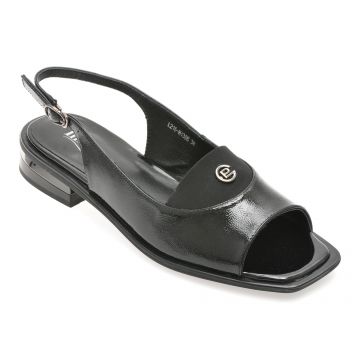 Sandale IMAGE negre, L216, din piele naturala
