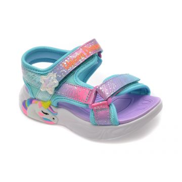 Sandale SKECHERS albastre, UNICORN DREAMS, din material textil