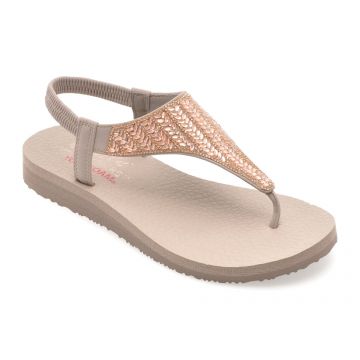 Sandale SKECHERS gri, MEDITATION, din piele ecologica