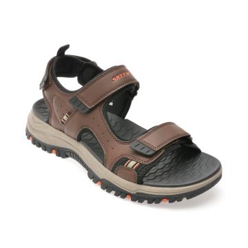 Sandale SKECHERS maro, PREWITT, din piele ecologica