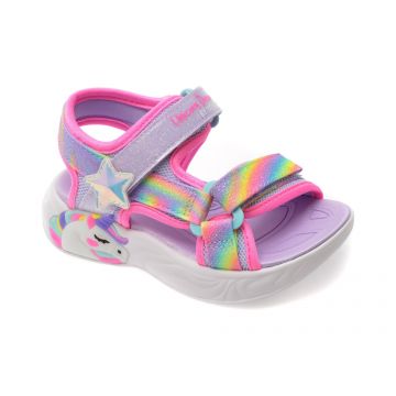 Sandale SKECHERS mov, UNICORN DREAMS, din material textil