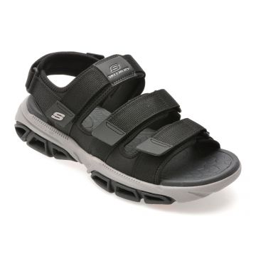 Sandale SKECHERS negre, ATLAN, din material textil