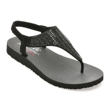 Sandale SKECHERS negre, MEDITATION, din piele ecologica
