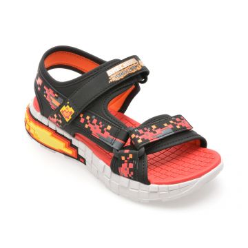 Sandale SKECHERS negre, MEGA-SPLASH 4K, din piele ecologica