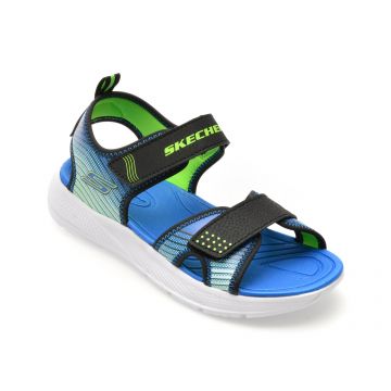 Sandale SKECHERS negre, MICROSPEC-SPLASH, din piele ecologica