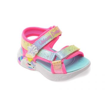 Sandale SKECHERS roz, UNICORN DREAMS, din material textil