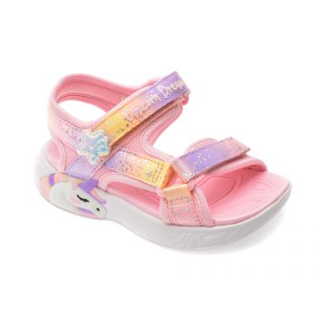 Sandale SKECHERS roz, UNICORN DREAMS, din material textil