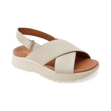 Sandale CLARKS albe, DASH LITE WISH, din piele naturala