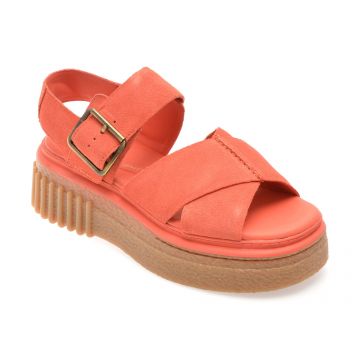 Sandale CLARKS portocalii, EVAMAR WISH, din piele Intoarsa