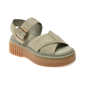 Sandale CLARKS verzi, EVAMAR WISH, din piele naturala