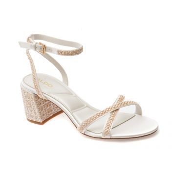 Sandale elegante ALDO albe, BOUCLETTIE 110, din material textil